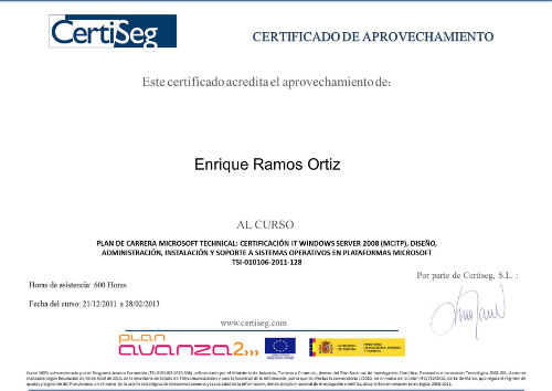 Diploma Curso Microsoft Windows Server MCITP