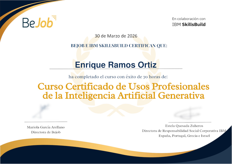 En este momento estás viendo Diploma Curso Certificado de Usos Profesionales de la Inteligencia Artificial Generativa