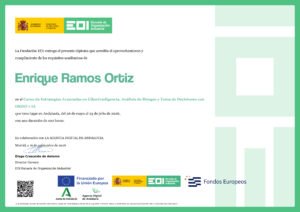 Lee más sobre el artículo Certificado/Diploma del Curso de Estrategias Avanzadas en Ciberinteligencia, Análisis de Riesgos y Toma de Decisiones con OSINT e IA (EOI)